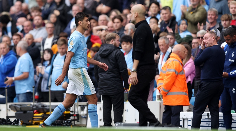 Pep Guardiola, Barcelona's joint red card record holder, tells Rodri to 'control himself'